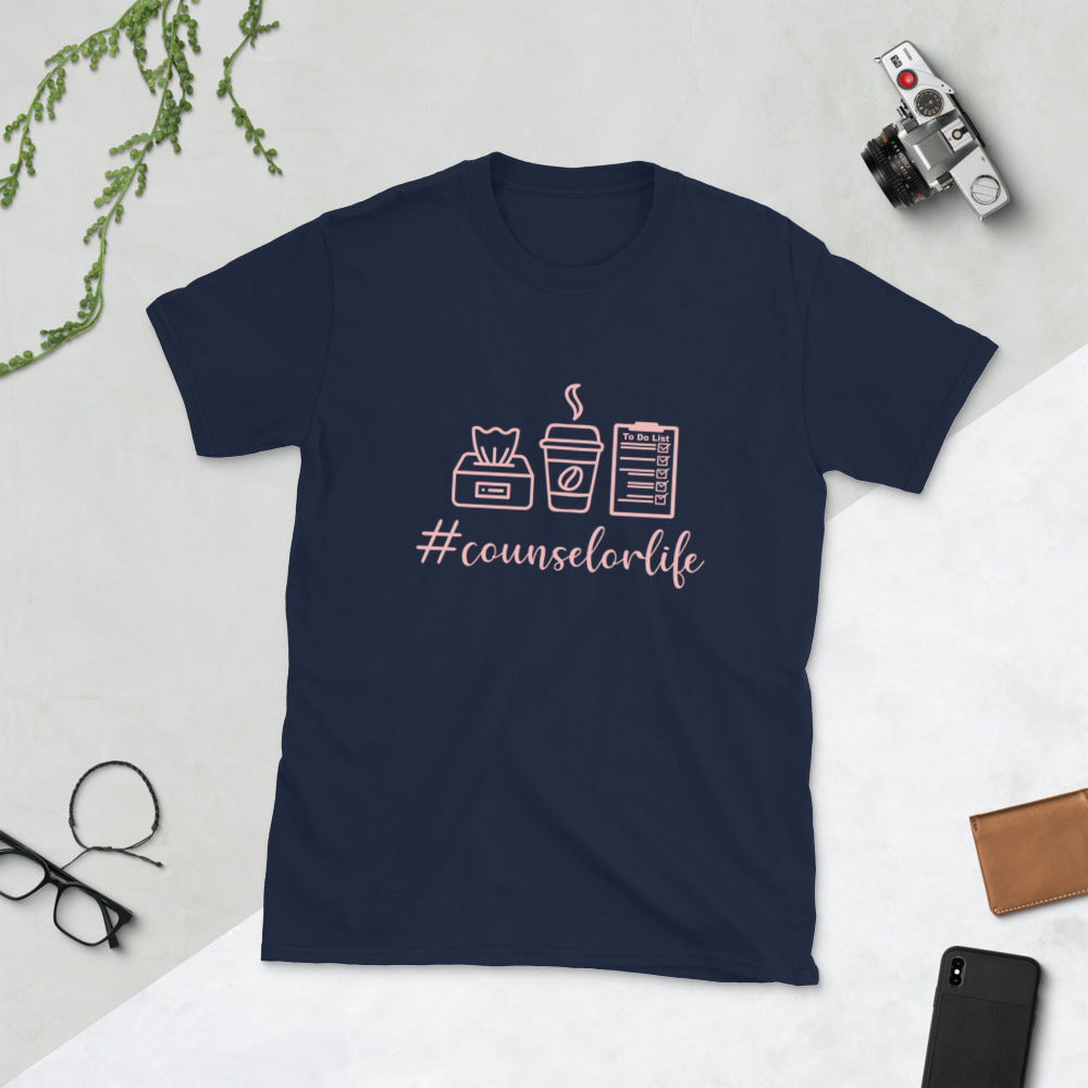 Counselor Life- Pink Short-Sleeve Unisex T-Shirt